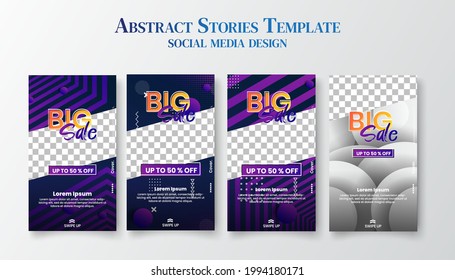 Set of Trendy editable template for social networks stories, vector illustration. Design backgrounds for social media
