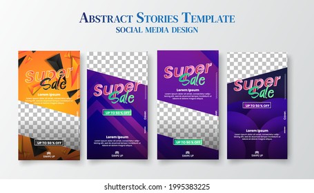 Set of Trendy editable template for social networks stories, vector illustration. Design backgrounds for social media