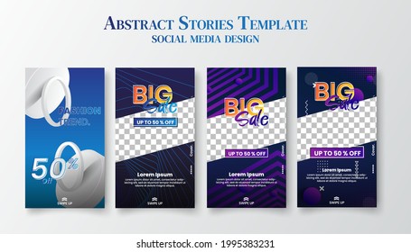 Set of Trendy editable template for social networks stories, vector illustration. Design backgrounds for social media