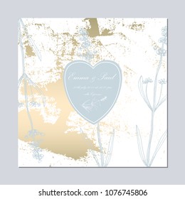Set of Trendy Elegant pastel blue Gold Cards for wedding invitations, greeting card, banner, birthday, advertising, valentine s day, party. Chic background for your design made in vector