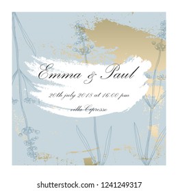 Set of Trendy Elegant pastel blue Gold Cards for wedding invitations, greeting card, banner, birthday, advertising, valentine s day, party. Chic background for your design made in vector