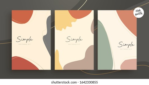 Set of trendy fashion cover templates. Hand Drawn textures. Design for poster, card, invitation, placard, brochure, flyer. Vector