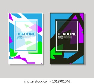 Set of trendy flat geometric brochure. Vivid transparent banners in retro poster design style. Vintage colors and shapes art. Color banner design. Vector illustration