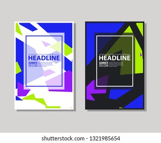 Set of trendy flat geometric brochure. Vivid transparent banners in retro poster design style. Vintage colors and shapes art. Color banner design. Vector illustration