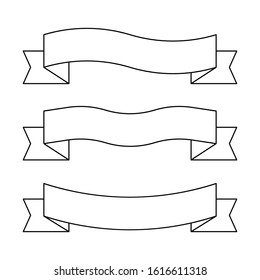 Set of trendy flat geometric shape vector banners with retro line design style. ribbon bundle set template