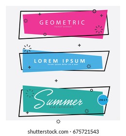 Set of trendy flat geometric vector bubbles. Vivid transparent banners in retro poster design style. Vintage colors and shapes.