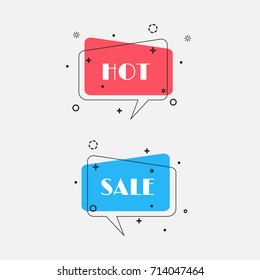 Set of trendy flat geometric vector bubbles. Vivid transparent banners in retro poster design style. Vintage colors and shapes. Random,Grey, black background. Vector illustration