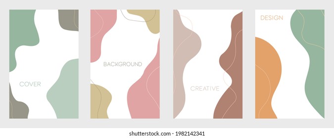 Set of trendy fluid shape design template. Abstract colorful liquid wavy with line composition style. Vector