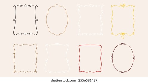 Set of trendy frame collection with swirls and wavy lines