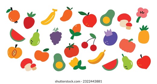 Set of trendy fruit element