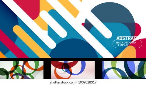 Set of trendy futuristic geometric abstract backgrounds