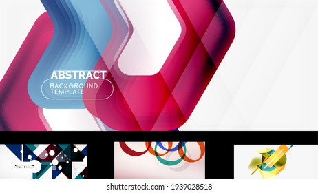 Set of trendy futuristic geometric abstract backgrounds