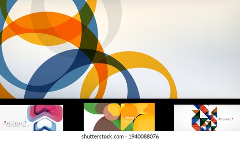 Set of trendy futuristic geometric abstract backgrounds