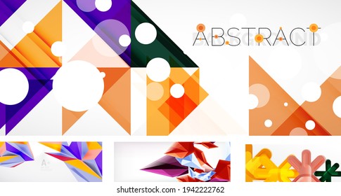 Set of trendy futuristic geometric abstract backgrounds