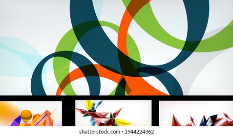 Set of trendy futuristic geometric abstract backgrounds
