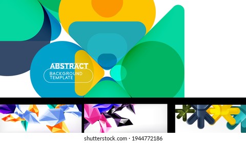 Set of trendy futuristic geometric abstract backgrounds