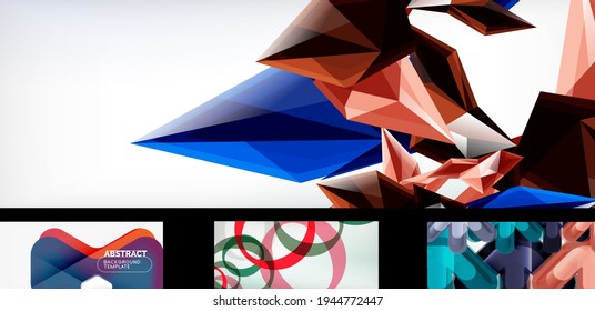 Set of trendy futuristic geometric abstract backgrounds
