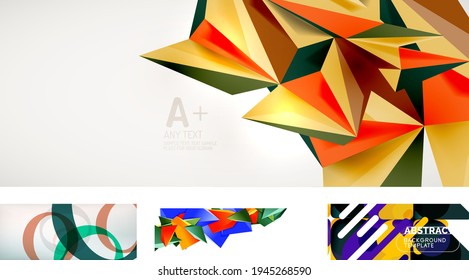 Set of trendy futuristic geometric abstract backgrounds