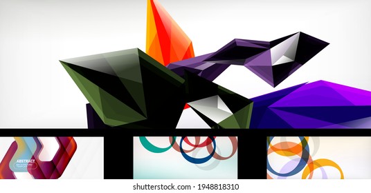 Set of trendy futuristic geometric abstract backgrounds