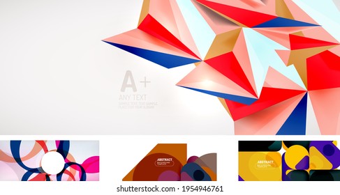 Set of trendy futuristic geometric abstract backgrounds