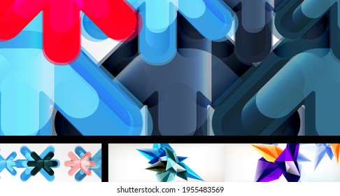 Set of trendy futuristic geometric abstract backgrounds