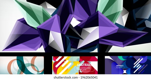 Set of trendy futuristic geometric abstract backgrounds