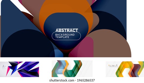 Set of trendy futuristic geometric abstract backgrounds