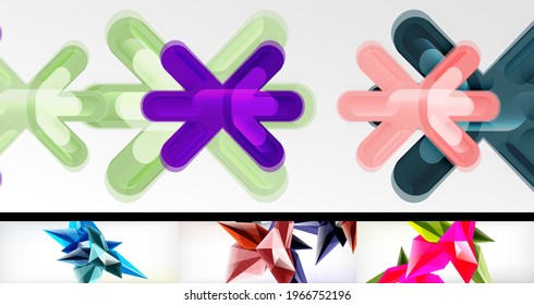 Set of trendy futuristic geometric abstract backgrounds