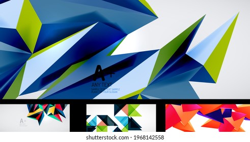 Set of trendy futuristic geometric abstract backgrounds