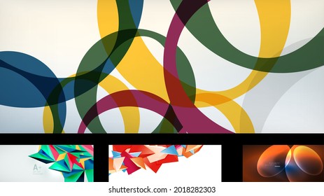Set of trendy futuristic geometric abstract backgrounds