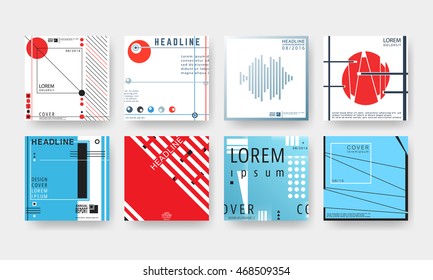 Set of trendy geometric design covers brochure or flyer background template. Vector illustration.