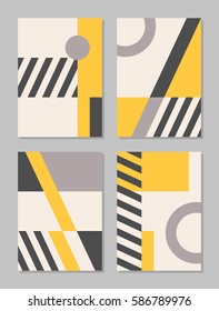 Set of trendy geometric element memphis style background
