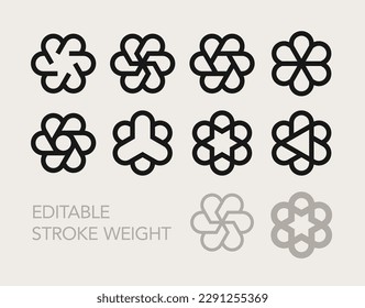 Conjunto de diseños de diseño de elementos de logotipo vectorial mínimo geométrico de moda para marca de empresa. Esquema editable.