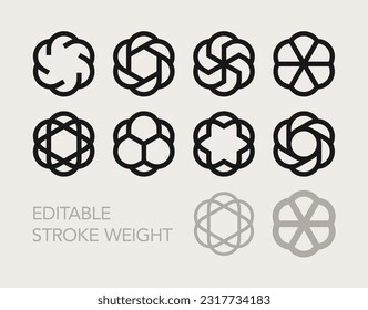 Conjunto de diseños de diseño de elementos de logotipo vectorial mínimo geométrico de moda para marca de empresa. Esquema editable.