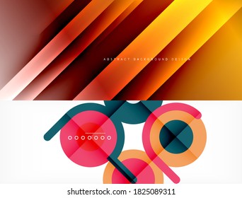 Set of trendy geometric patterns. Abstract backgrounds for covers, banners, flyers and posters and other templates