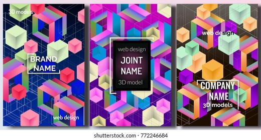 Set Trendy geometric  patterns, abstract background for brochure, flyer or presentations design, vector illustration.