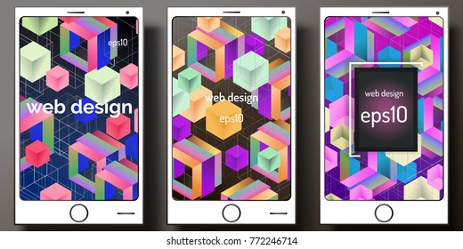 Set Trendy geometric  patterns, abstract background for brochure, flyer or presentations design, vector illustration.