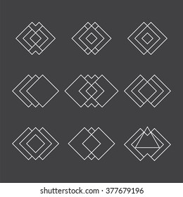 Set of trendy geometric shapes. Ethnic tattoo. Hipster logotypes collection. Sacred geometry vector bundle. Vector illustration