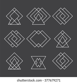 Set of trendy geometric shapes. Hipster logotypes collection. Sacred geometry vector bundle. Ethnic tattoo. Vector illustration