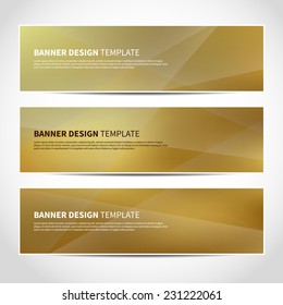 Set of trendy gold light vector banners template or website headers with abstract geometric background. Vector design illustration EPS10