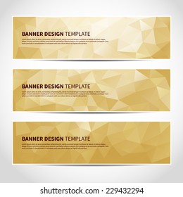 Set of trendy gold vector banners template or website headers with abstract geometric background. Vector design illustration EPS10