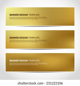 Set of trendy gold vector banners template or website headers with abstract background. Vector design illustration EPS10