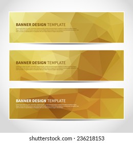 Set of trendy gold vector banners template or website headers with abstract geometric background. Vector design illustration EPS10