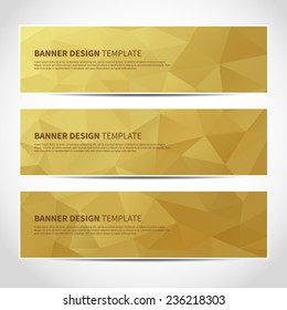 Set of trendy gold vector banners template or website headers with abstract geometric background. Vector design illustration EPS10