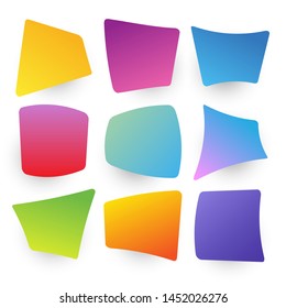 Set of trendy gradient advertising badges. Abstract shapes for banner web, app, poster. 