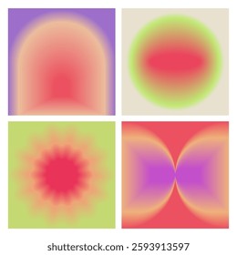 Set of Trendy Gradient Backgrounds. Geometric Abstract Vibrant Pattern. Blurred light effect. Modern Colorful Layout Design. Mockup modern design template.