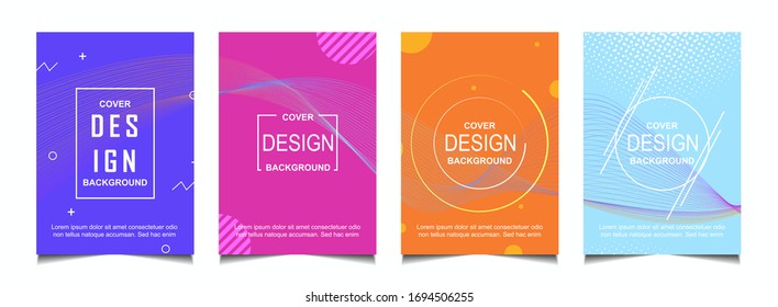 Set of trendy gradient cover design abstract background template with dynamic soft colorful and wavy fluid shapes. Vector a4 layout can use modern poster, flyer, annual report, book, presentation