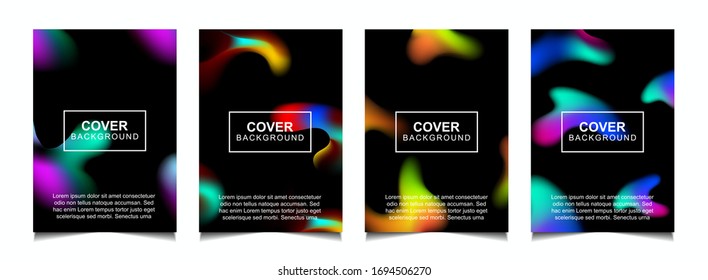 Set of trendy gradient cover design abstract background template with dynamic soft colorful and wavy fluid shapes. Vector a4 layout can use modern poster, flyer, annual report, book, presentation