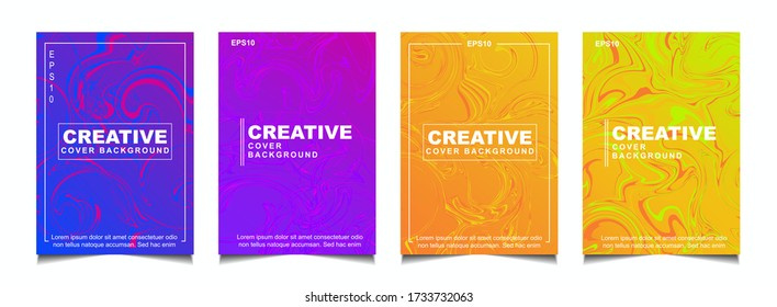 Set of trendy gradient cover design abstract background template with dynamic soft colorful and wavy fluid shapes. Vector a4 layout can use modern poster, flyer, annual report, book, presentation