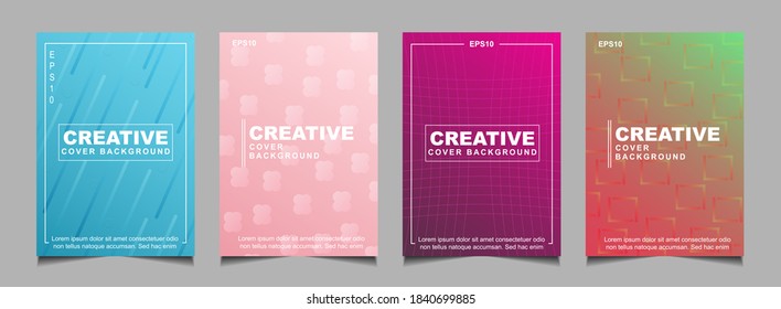 Set of trendy gradient cover design abstract background template with dynamic soft colorful and wavy fluid shapes. Vector a4 layout can use modern poster, flyer, annual report, book, presentation
